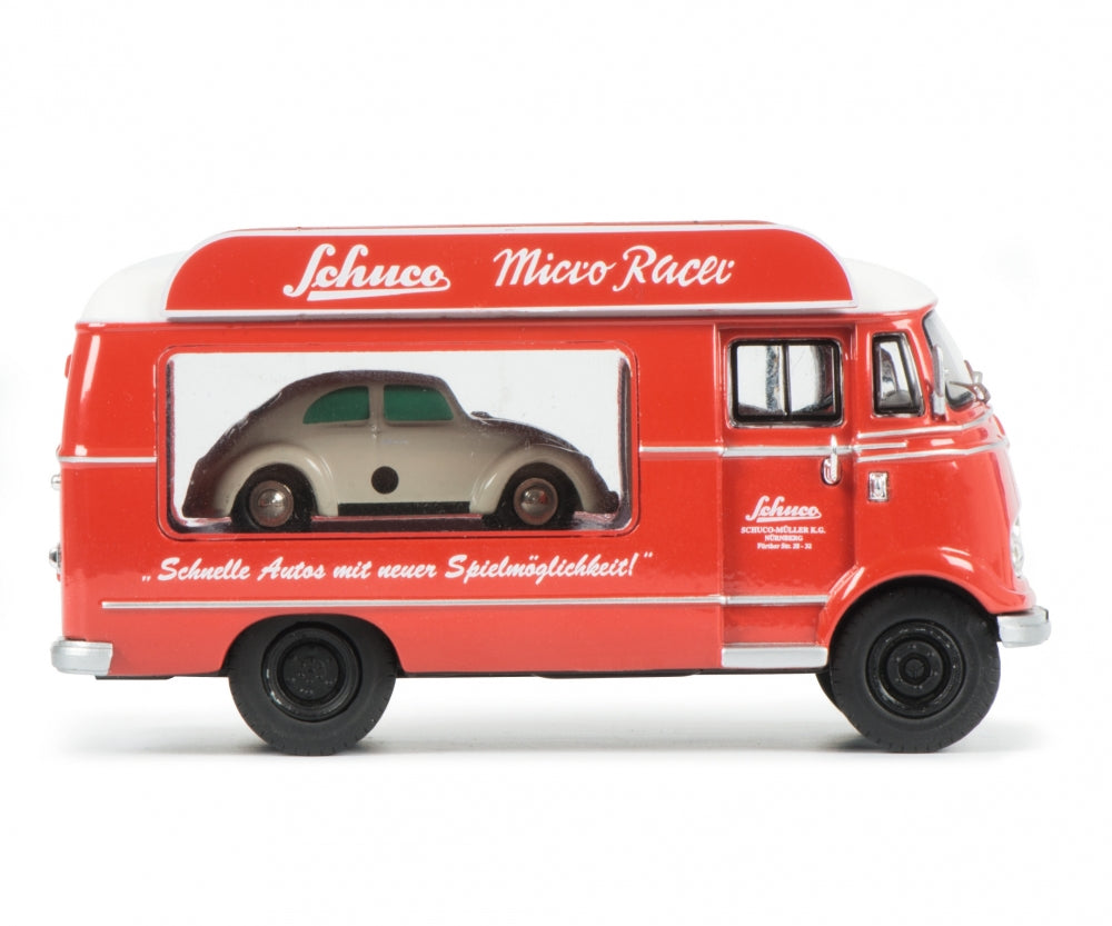 Schuco 1:43 Mercedes Benz L319 promotion car Schuco Micro Racer with Piccolo Volkswagen Beetle 450335400