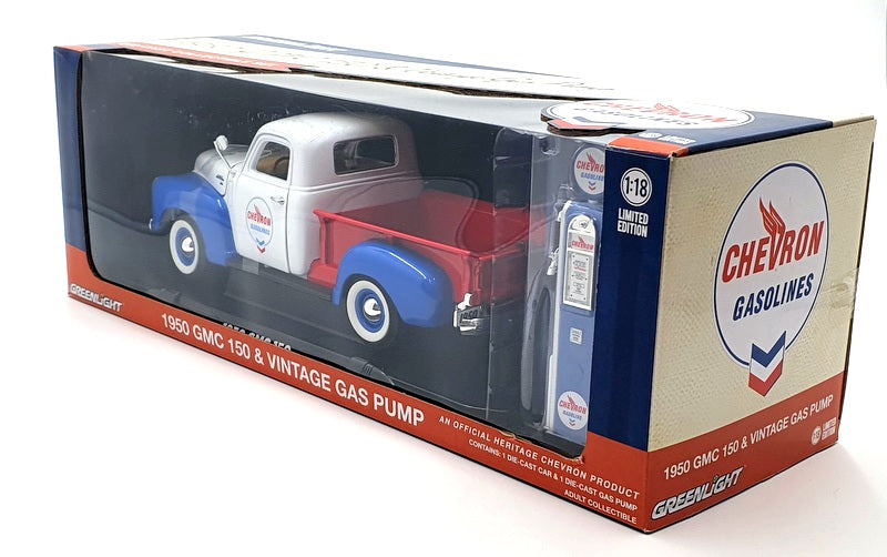 GreenLight 1:18 1950 GMC 150 Chevron with Vintage Chevron Pump 12992