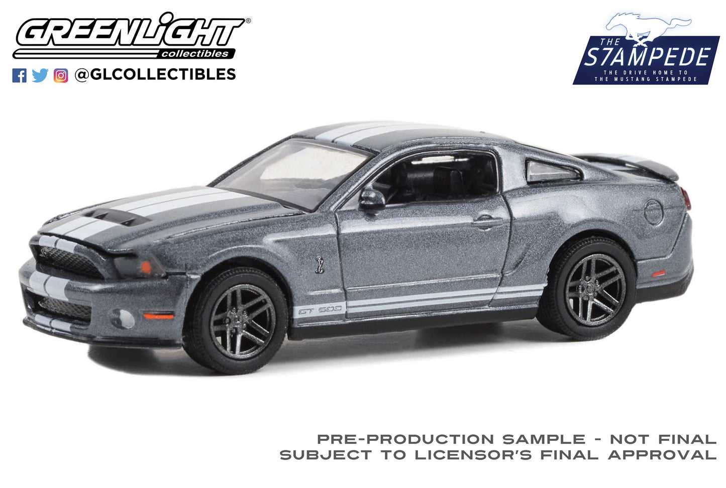 GreenLight 1:64 The Drive Home to the Mustang Stampede Series 1 - 2010 Ford Shelby GT500 - Sterling Grey Metallic with White Stripes 13340-D