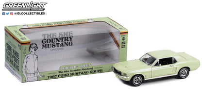 GreenLight 1:18 1967 Ford Mustang Coupe She Country Special - Bill Goodro Ford, Denver, Colorado - Limelite Green 13663