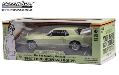 GreenLight 1:18 1967 Ford Mustang Coupe She Country Special - Bill Goodro Ford, Denver, Colorado - Limelite Green 13663