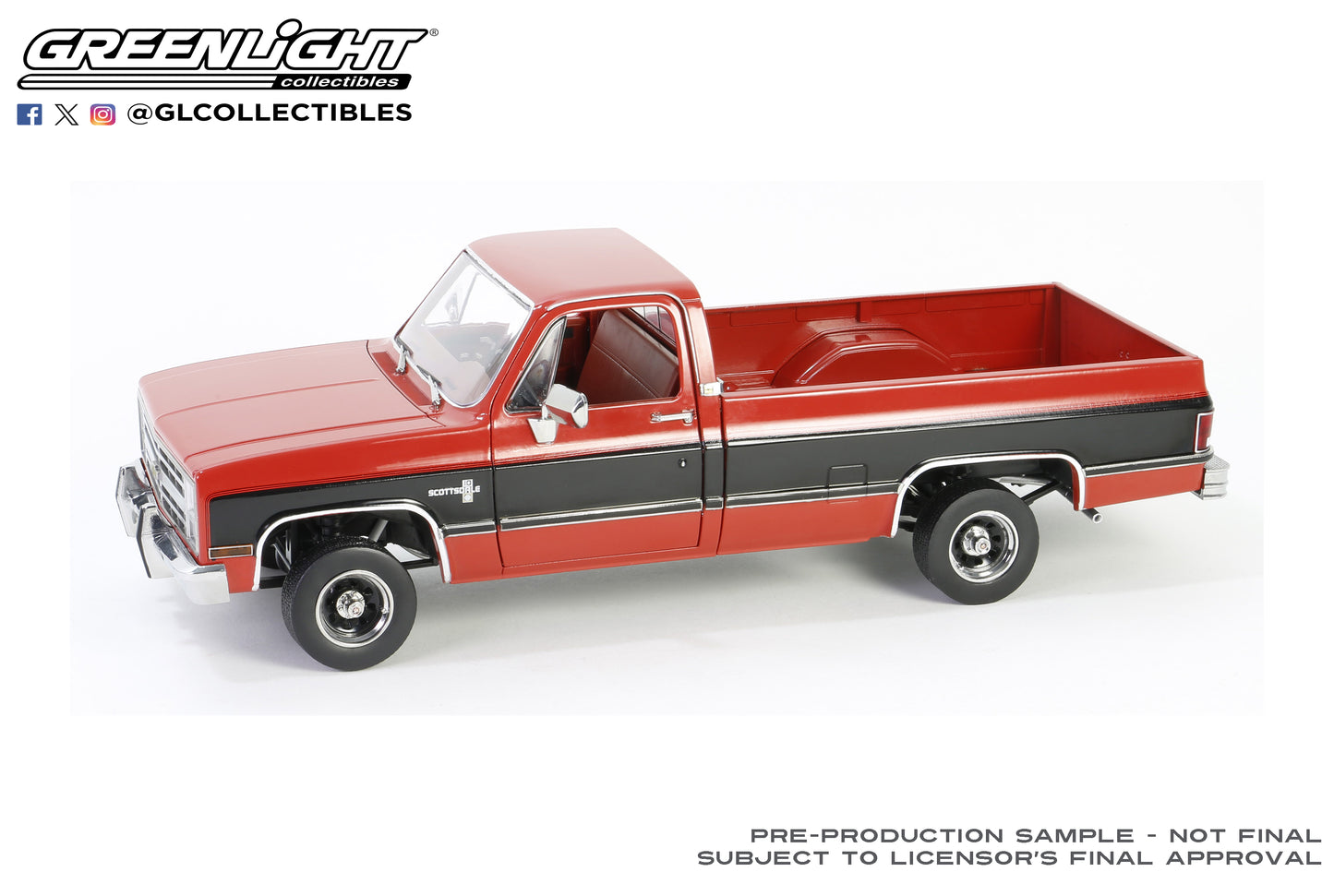 GreenLight 1:18 1984 Chevrolet K10 Scottsdale - Apple Red & Midnight Black 13686