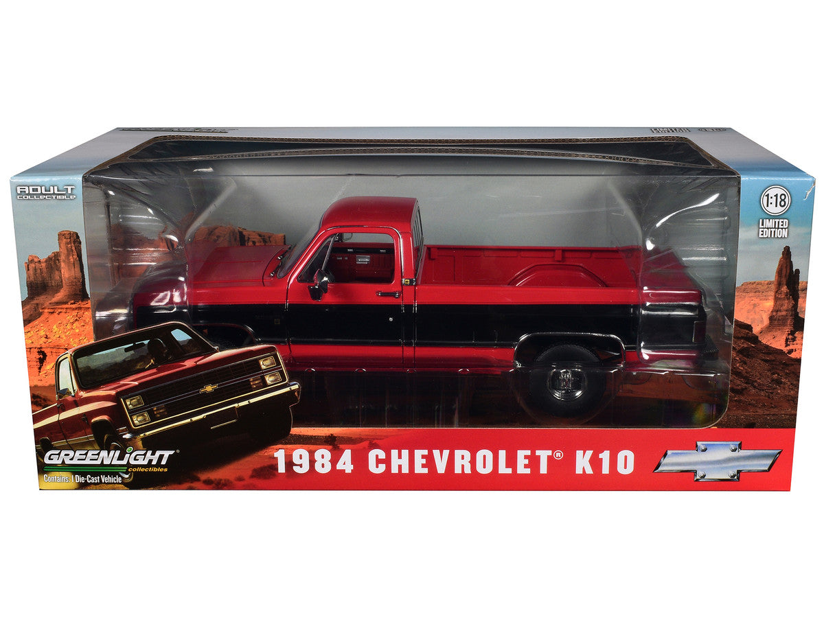GreenLight 1:18 1984 Chevrolet K10 Scottsdale - Apple Red & Midnight Black 13686
