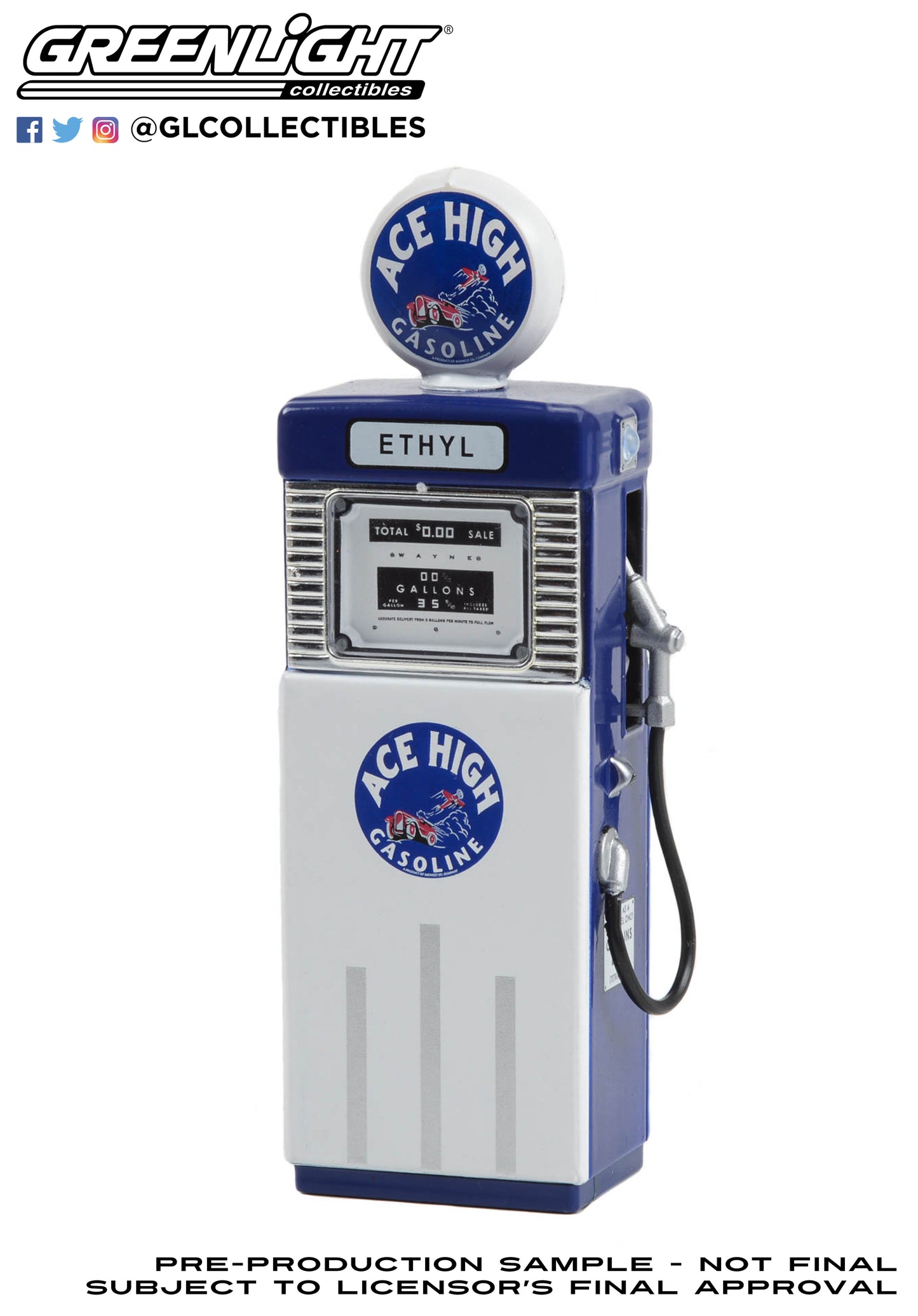 GreenLight 1:18 Vintage Gas Pumps Series 14 - 1951 Wayne 505 Gas Pump Ace High Gasoline 14140-B
