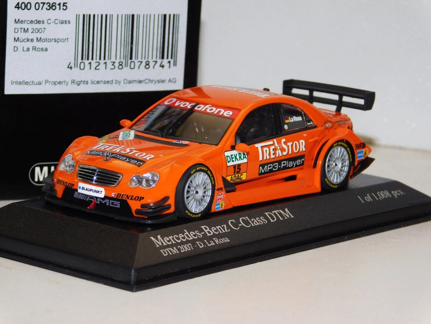 MINICHAMPS 1:43 MERCEDES-BENZ C-CLASS - ´TREKSTOR´ - DANIEL LA ROSA - TEAM TREKSTOR MERCEDES - #15 DTM 2007 400073615