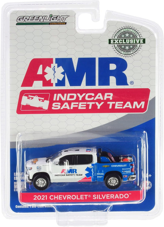 GreenLight 1:64 2021 Chevrolet Silverado - 2021 NTT IndyCar Series AMR IndyCar Safety Team with Safety Equipment in Truck Bed 30317