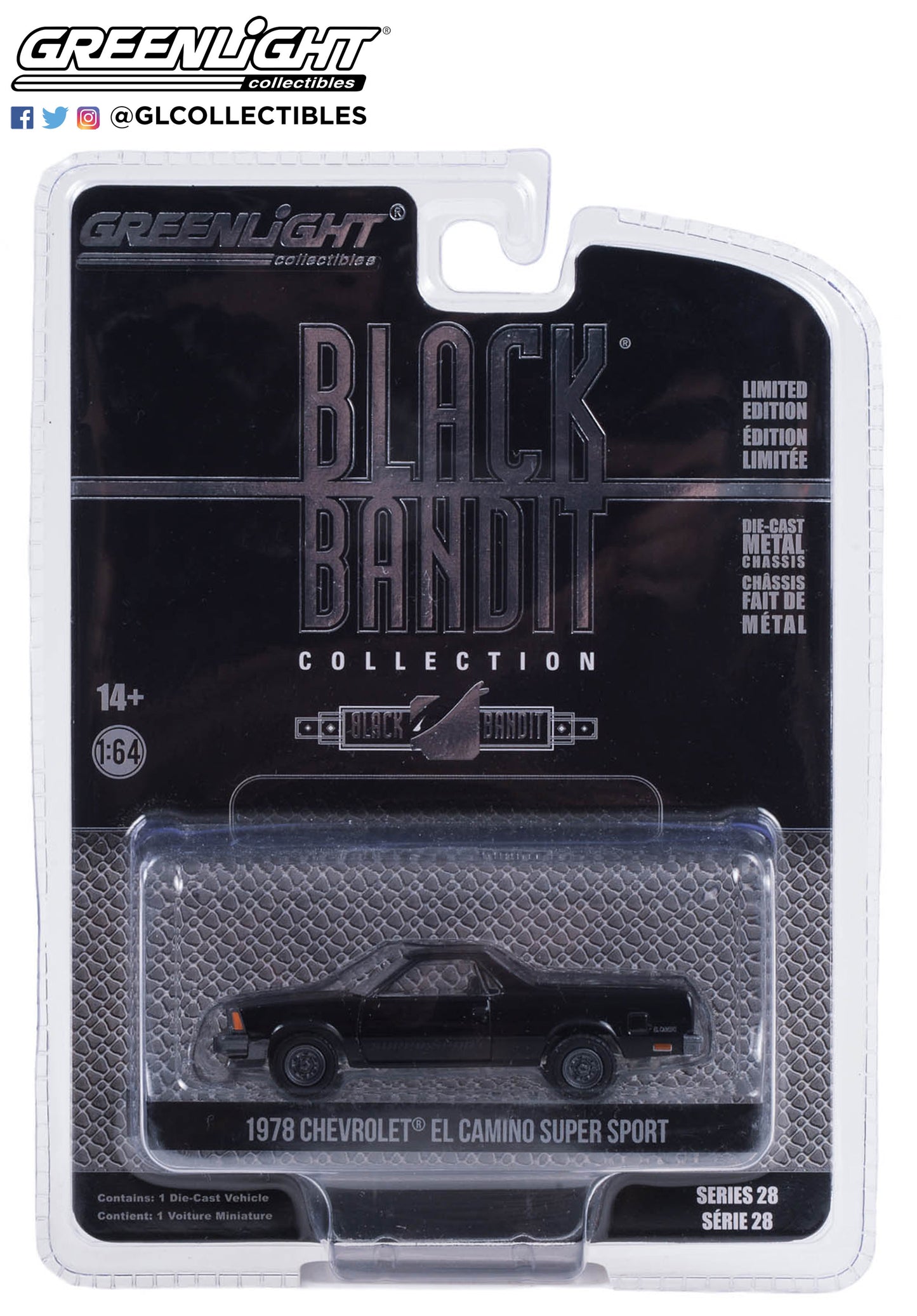 GreenLight 1:64 Black Bandit Series 28 - 1978 Chevrolet El Camino Super Sport 28130-B