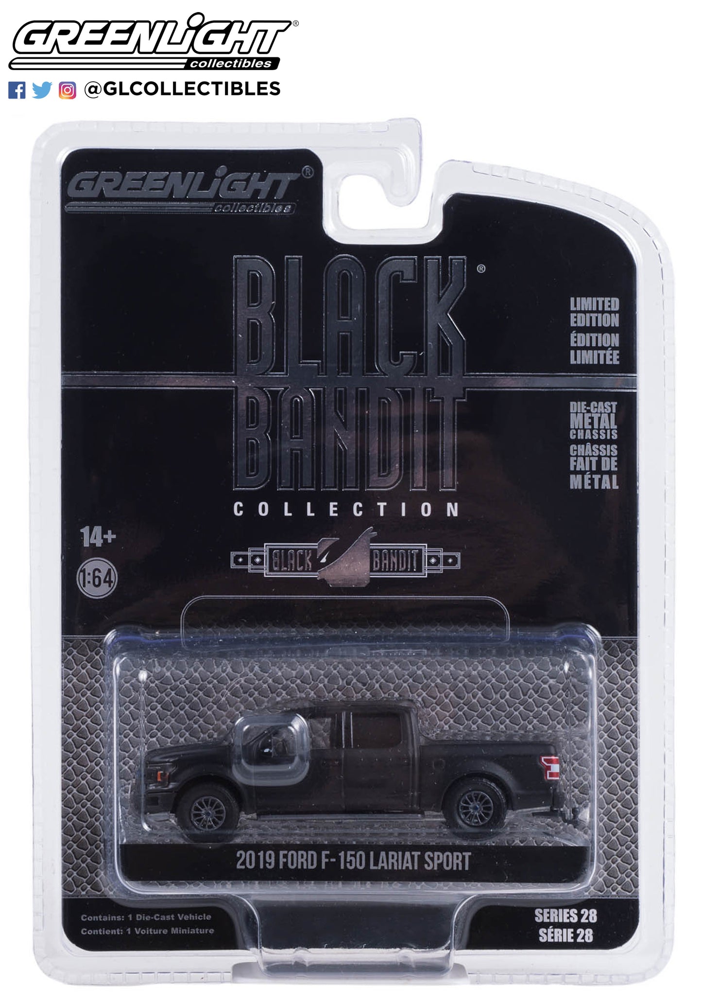 GreenLight 1:64 Black Bandit Series 28 - 2019 Ford F-150 Lariat Sport 28130-E