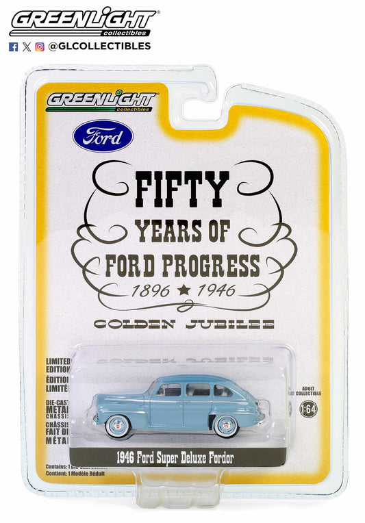 GreenLight 1:64 Anniversary Collection Series 16 - 1946 Ford Super Deluxe Fordor - Fifty Years of Ford Progress - Golden Jubilee 28140-A