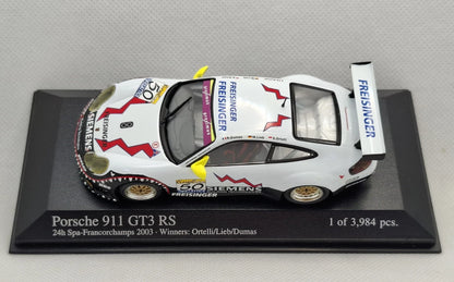 Minichamps 1:43 Porsche 911 GT3 RS – Ortelli/Lieb/Dumas – Winner– Freisinger Motorsport #50 24H SPA 2003 400036950
