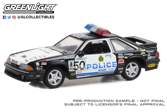 GreenLight 1:64 1993 Ford Mustang LX - Edmonton Police, Edmonton, Alberta, Canada - Blue Line Racing 25 Years 30368