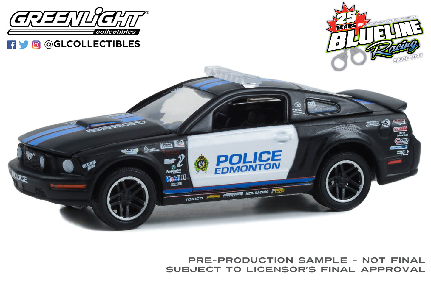 GreenLight 1:64 2009 Ford Mustang GT - Edmonton Police, Edmonton, Alberta, Canada - Blue Line Racing 25 Years 30370