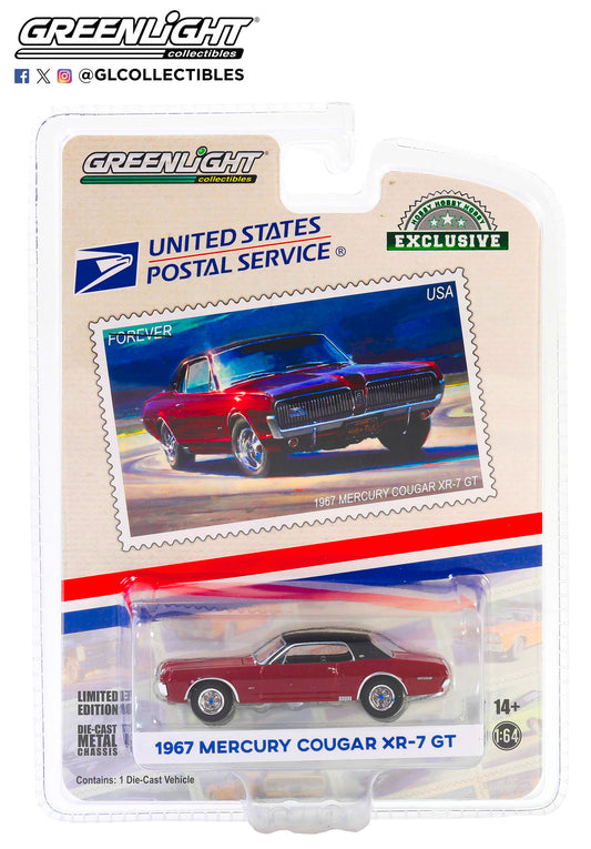 GreenLight 1:64 1967 Mercury Cougar XR-7 GT - United States Postal Service (USPS): 2022 Pony Car Stamp Collection by Artist Tom Fritz 30371