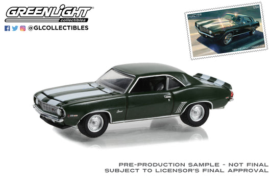 GreenLight 1:64 1969 Chevrolet Camaro Z/28 - United States Postal Service (USPS): 2022 Pony Car Stamp Collection by Artist Tom Fritz 30372