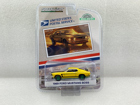 GreenLight Green Machine 1:64 1969 Ford Mustang Boss 302 - United States Postal Service (USPS): 2022 Pony Car Stamp Collection by Artist Tom Fritz 30373