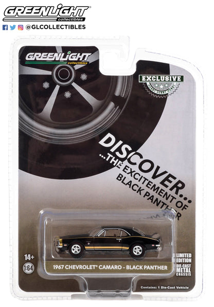 GreenLight 1:64 1967 Chevrolet Camaro - Black Panther - Gorries Chevrolet Oldsmobile Dealer Special, Toronto, Ontario, Canada 30377