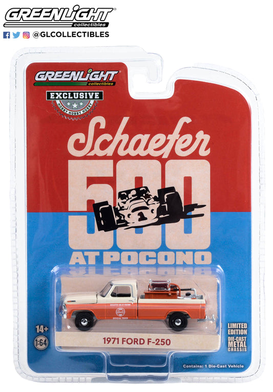 GreenLight 1:64 1971 Ford F-250 with Fire Equipment, Hose and Tank - 1971 Schaefer 500 at Pocono Official Truck 30398