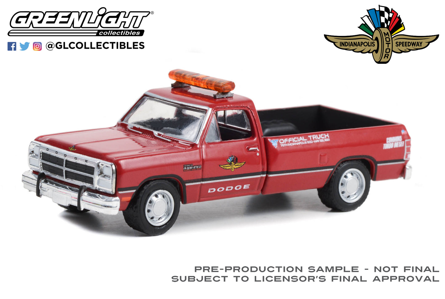 GreenLight 1:64 1991 Dodge Ram D-250 - 75th Annual Indianapolis 500 Mile Race Dodge Official Truck 30401