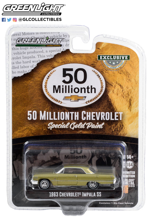 GreenLight 1:64 1963 Chevy Impala SS - 50 Millionth Chevrolet - Special Gold Paint 30419