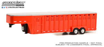 GreenLight 1:64 Hitch & Tow Trailers - 26-Foot Vertical Three Hole Gooseneck Livestock Trailer - Red 30421