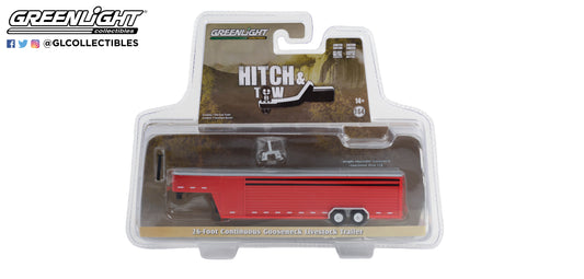 GreenLight 1:64 Hitch & Tow Trailers - 26-Foot Continuous Gooseneck Livestock Trailer - Red 30423