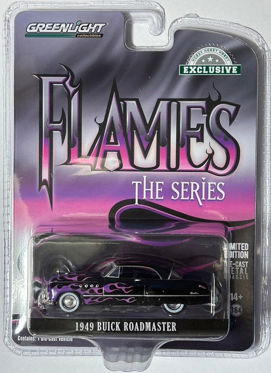 GreenLight 1:64 Flames The Series - 1949 Buick Roadmaster Hardtop - Black with Flames 30432