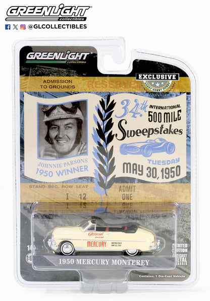GreenLight 1:64 1950 Mercury Monterey Convertible Official Pace Car - 34th International 500 Mile Sweepstakes 30434