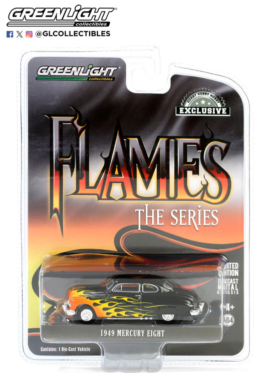 GreenLight 1:64 Flames The Series - 1949 Mercury Eight 2-Door Coupe - Black with Flames 30435