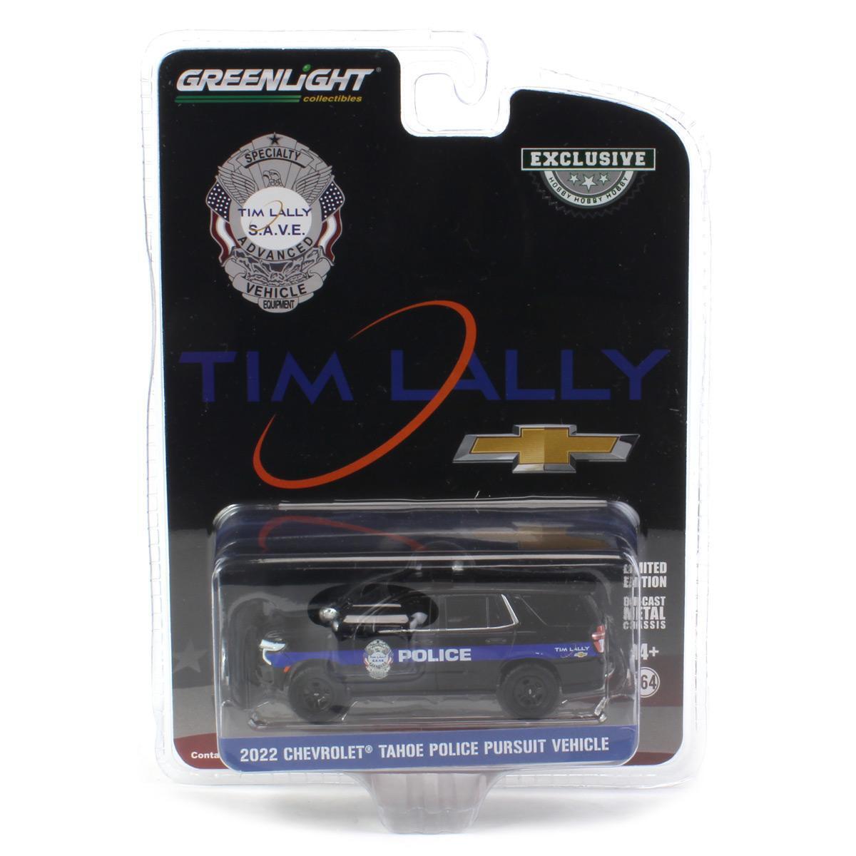 GreenLight 1:64 2022 Chevrolet Tahoe Police Pursuit Vehicle (PPV) - Tim Lally Chevrolet, Warrensville Heights, Ohio 30443