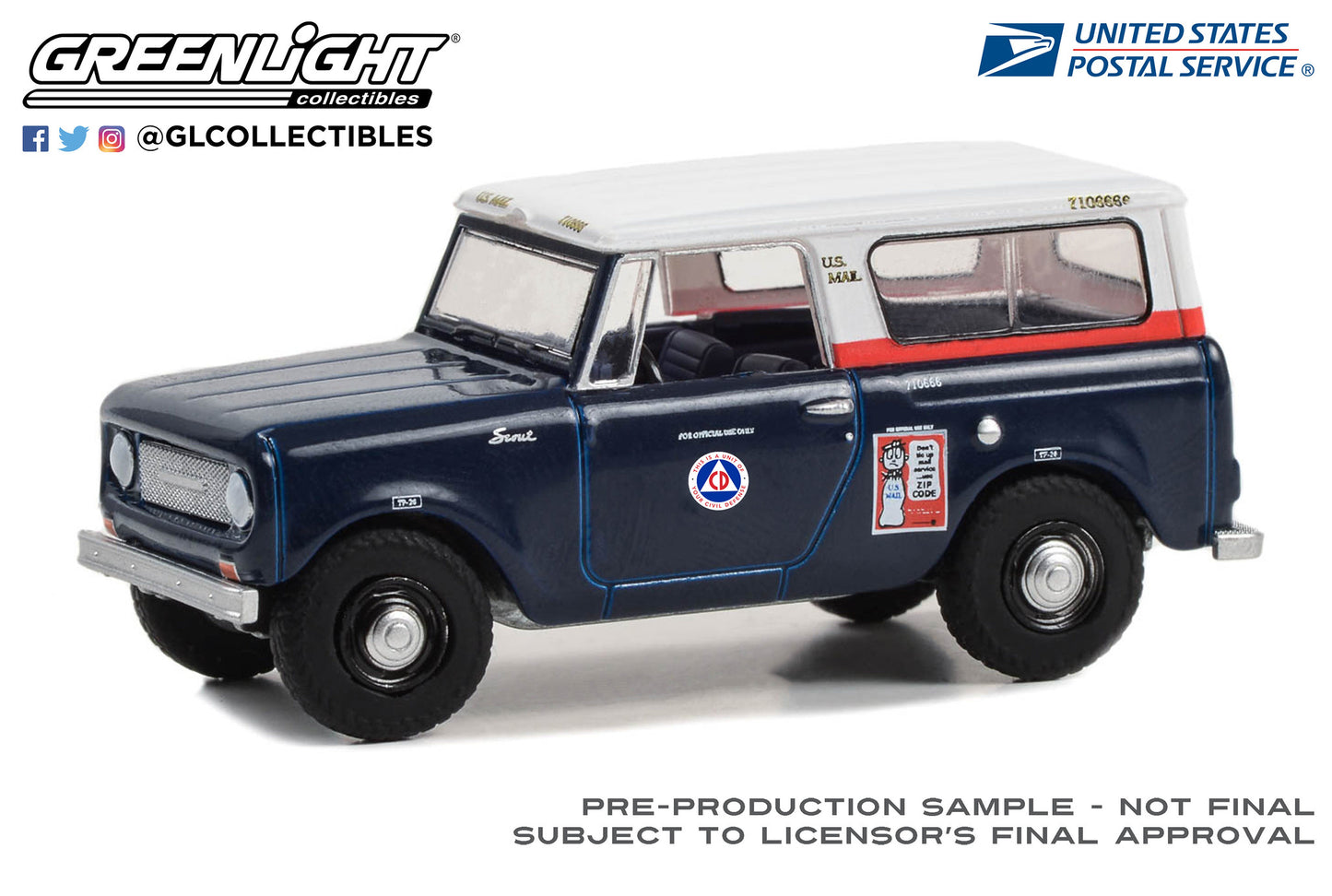 GreenLight 1:64 1967 Harvester Scout (Right Hand Drive) - United States Postal Service (USPS) 30463