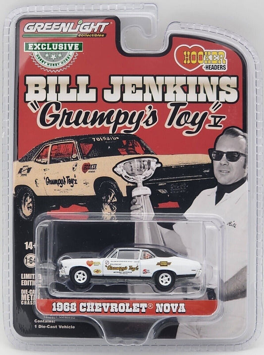 GreenLight 1:64 1968 Chevrolet Nova SS - Bill Jenkins Grumpy s Toy Hooker Headers, Jenkins Competition - Bill Jenkins and Ed Hedrick 30464