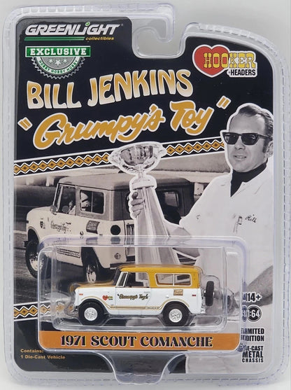 GreenLight 1:64 1971 Scout Comanche - Bill Jenkins Grumpy s Toy Hooker Headers, Jenkins Competition 30465