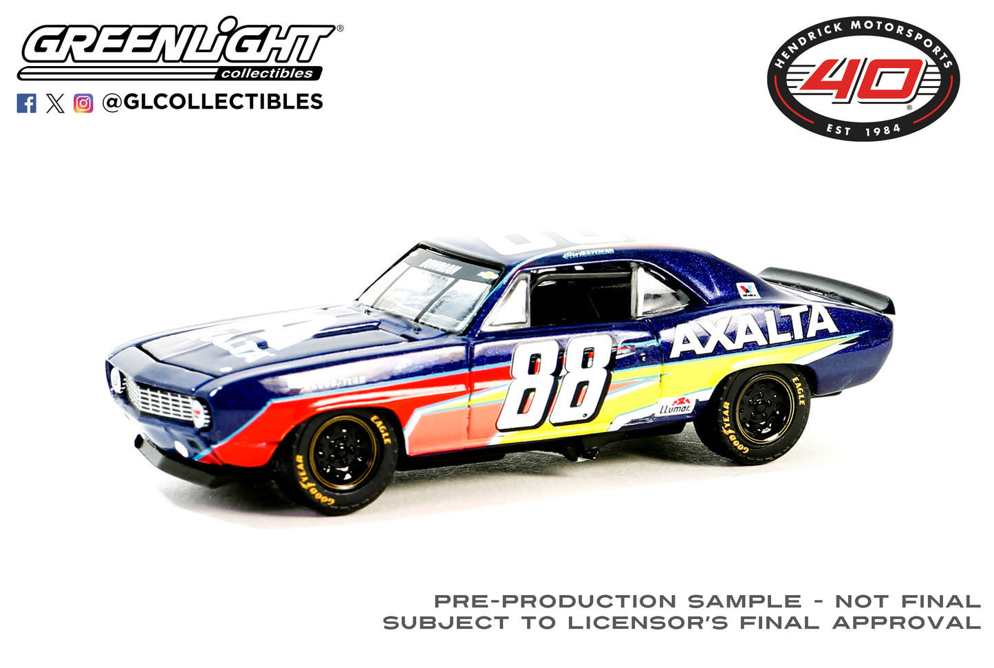 GreenLight 1:64 1969 Chevrolet Camaro - Alex Bowman / Hendrick Motorsports First Win Tribute - June 30, 2019 - Joliet,IL (Hobby Exclusive) 30497