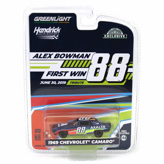 GreenLight 1:64 1969 Chevrolet Camaro - Alex Bowman / Hendrick Motorsports First Win Tribute - June 30, 2019 - Joliet,IL (Hobby Exclusive) 30497