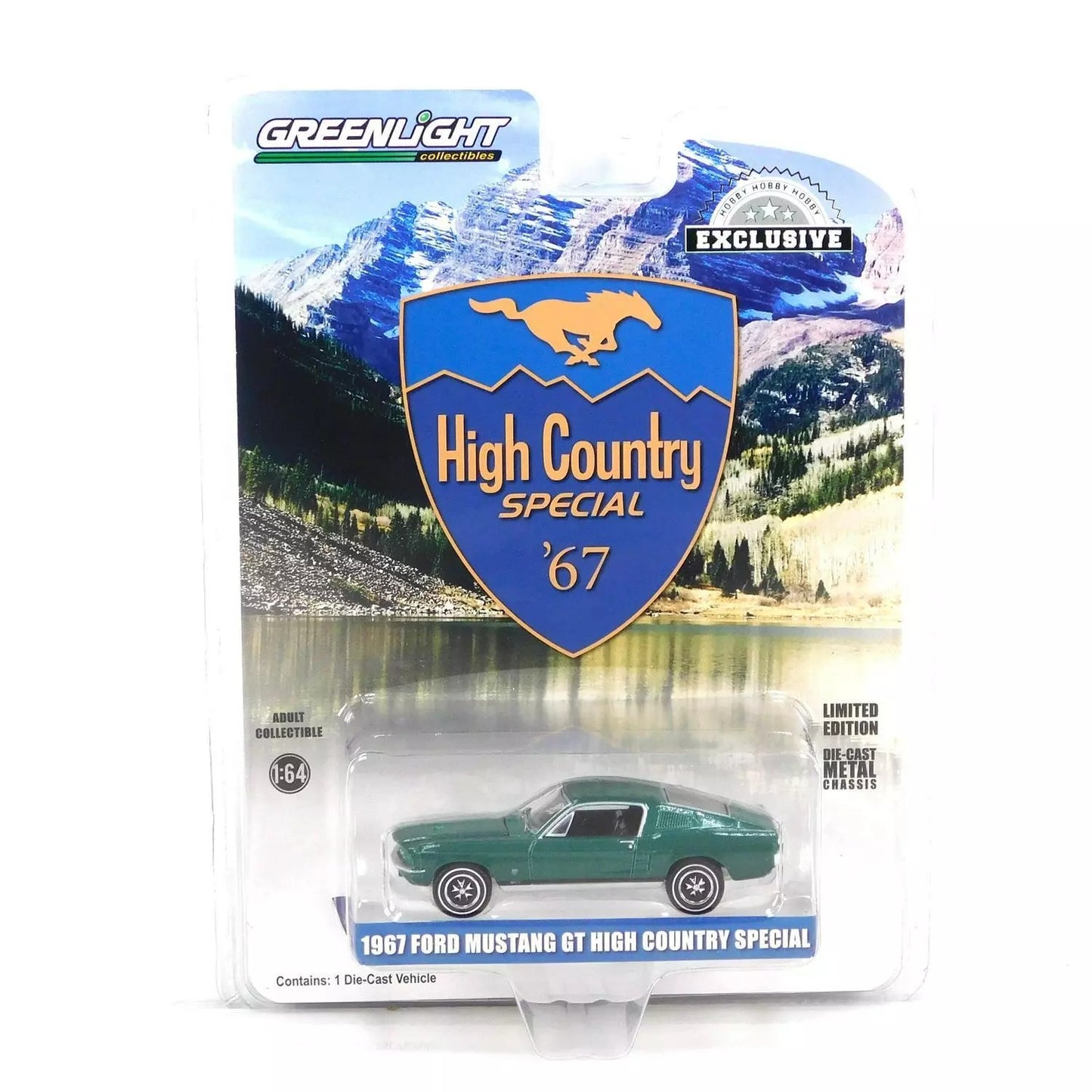 GreenLight 1:64 1967 Ford Mustang GT Fastback High Country Special – Timberline Green (Hobby Exclusive) 30505