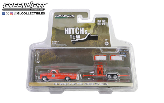 GreenLight 1:64 Hitch & Tow Series 29 - 1967 Dodge D-100 - Mr. Norm s Grand Spaulding Dodge with Tandem Car Trailer 32290-A