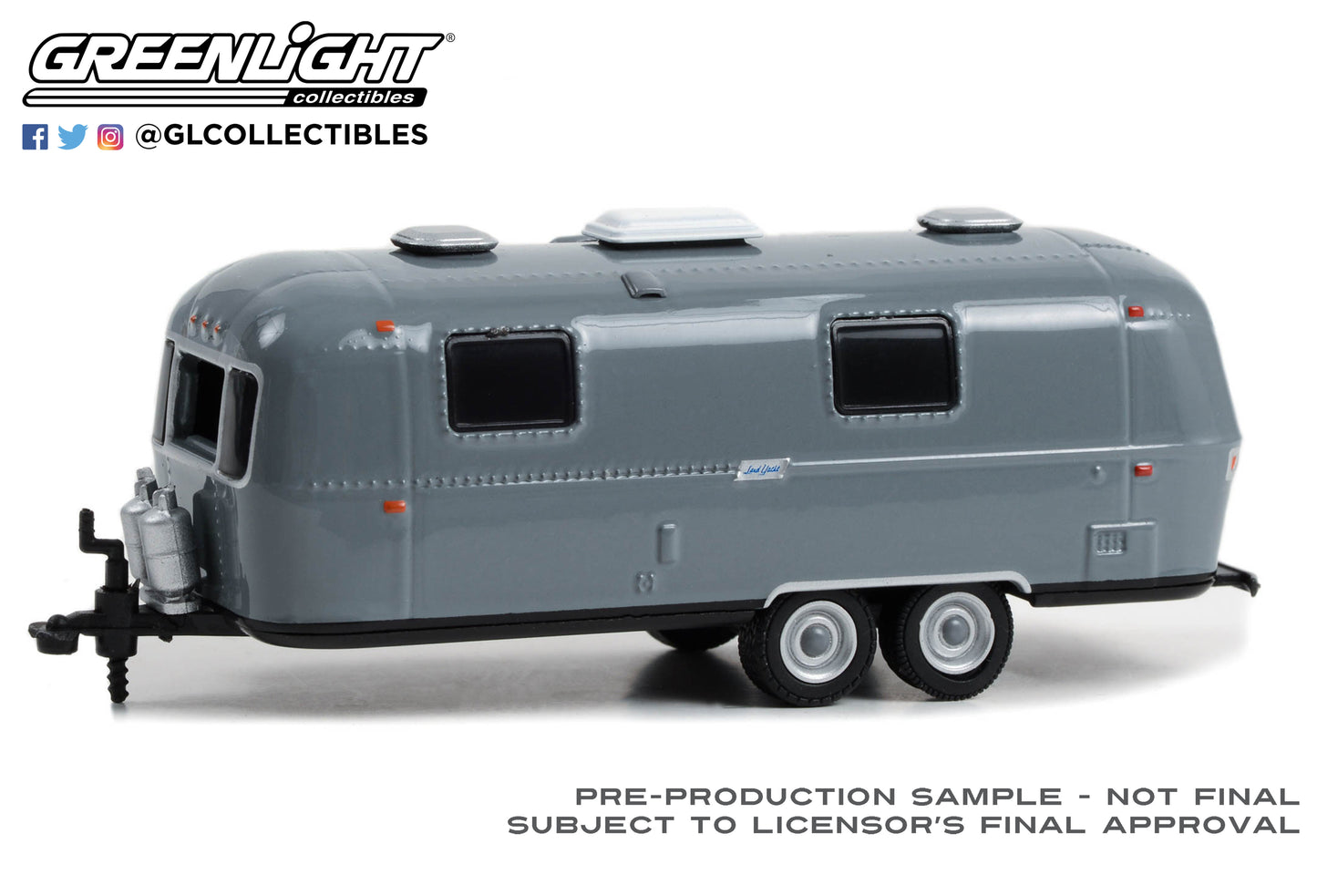 GreenLight 1:64 Hitched Homes Series 14 - 1971 Airstream Double-Axle Land Yacht Safari - Custom Painted Gray 34140-D