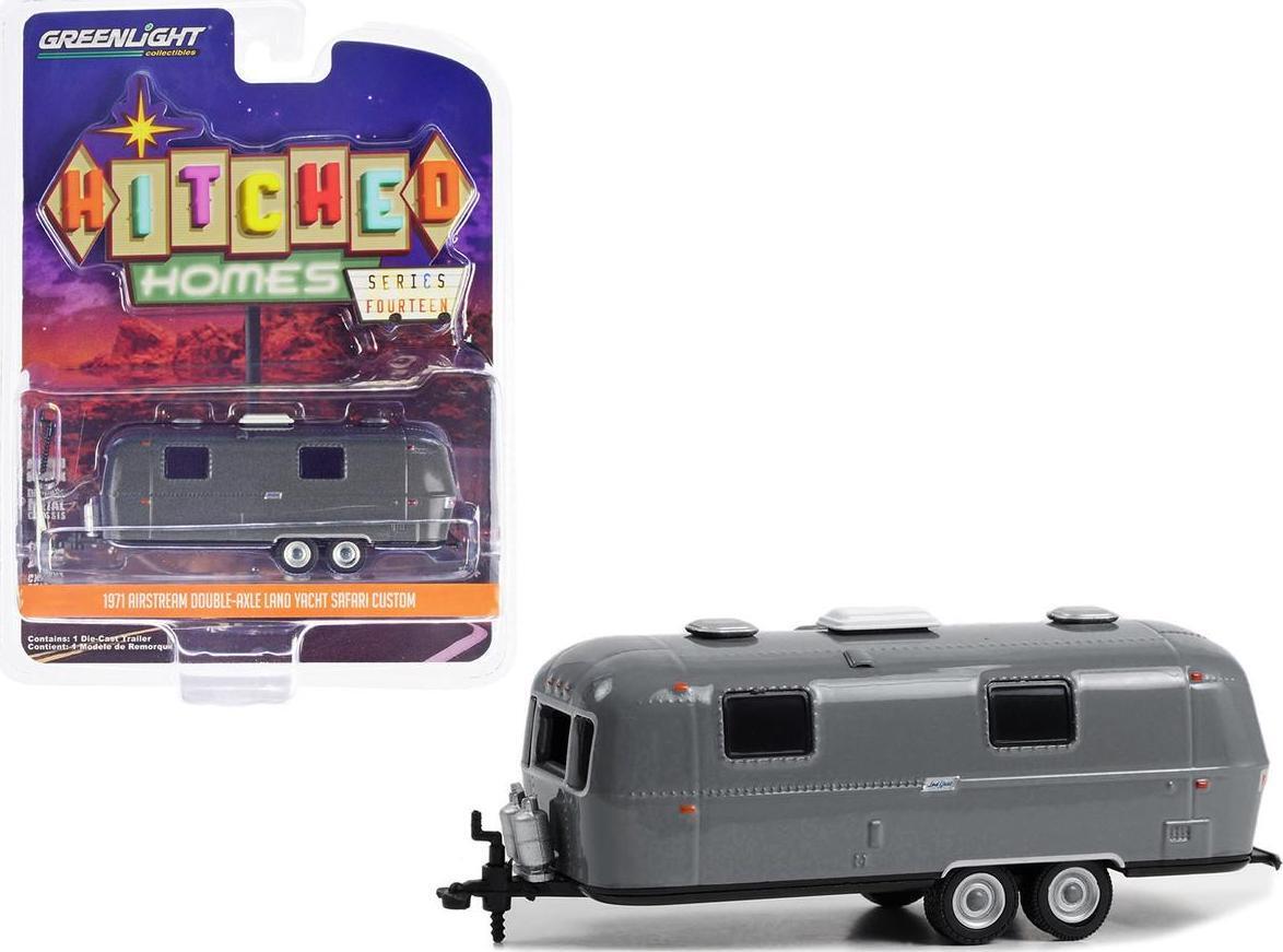 GreenLight 1:64 Hitched Homes Series 14 - 1971 Airstream Double-Axle Land Yacht Safari - Custom Painted Gray 34140-D