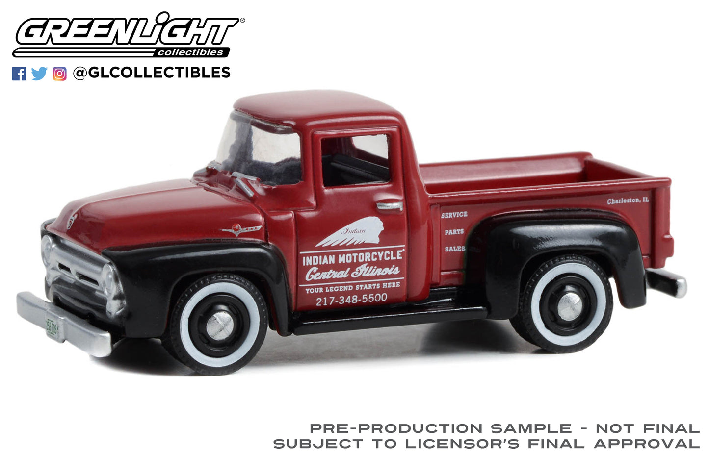 GreenLight 1:64 Blue Collar Collection Series 12 - 1956 Ford F-100 - Indian Motorcycle Service, Parts & Sales 35260-A