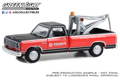 GreenLight 1:64 Blue Collar Collection Series 12 - 1983 Dodge Ram D-100 Royal SE with Drop-In Tow Hook - Texaco 35260-C