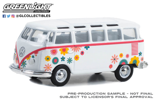 GreenLight 1:64 Club Vee-Dub Series 17 - 1964 Volkswagen Type 2 (T1) Samba Bus - Flower Power 36080-B