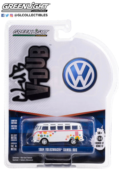 GreenLight 1:64 Club Vee-Dub Series 17 - 1964 Volkswagen Type 2 (T1) Samba Bus - Flower Power 36080-B
