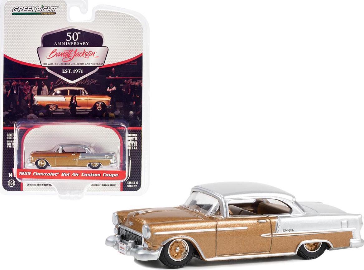 GreenLight 1:64 Barrett-Jackson Scottsdale Edition Series 12 - 1955 Chevrolet Bel Air Custom Coupe (Lot #1275.1) - Rose Gold and Silver 37290-A