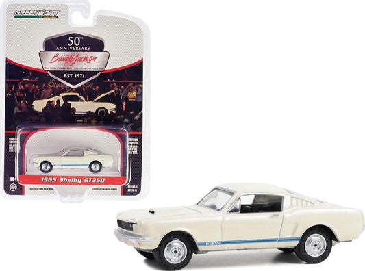 GreenLight 1:64 Barrett-Jackson Series 12 - 1965 Ford Shelby GT350 (Lot #1381) - White with Blue Stripes and Black Interior 37290-C