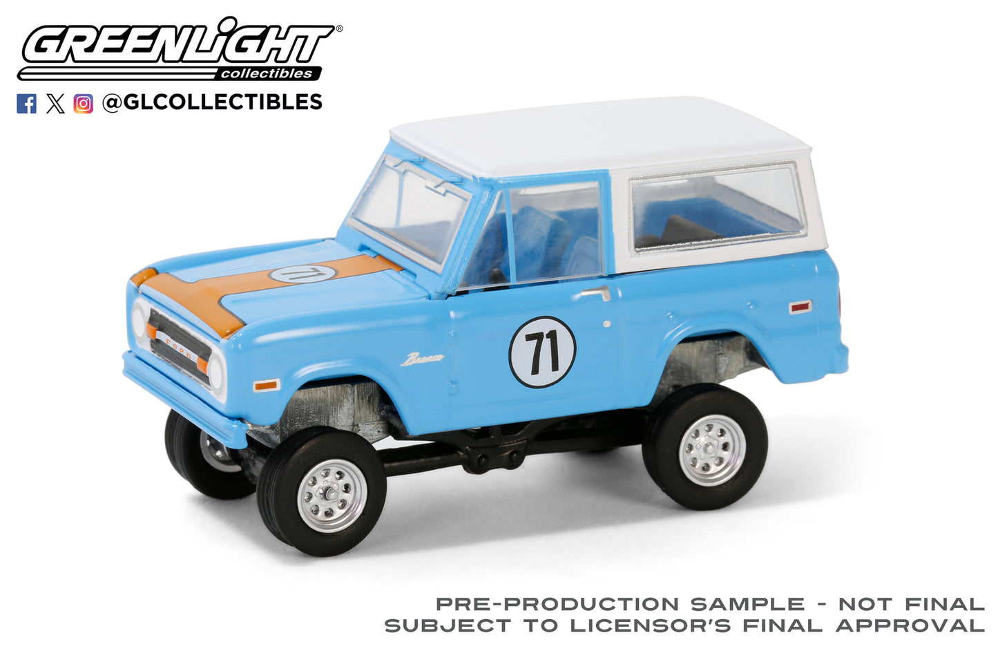 GreenLight 1:64 Barrett-Jackson Series 14 - 1971 Ford Bronco Custom SUV – Blue (Las Vegas 2023) 37310-F