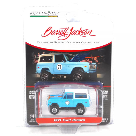 GreenLight 1:64 Barrett-Jackson Series 14 - 1971 Ford Bronco Custom SUV – Blue (Las Vegas 2023) 37310-F