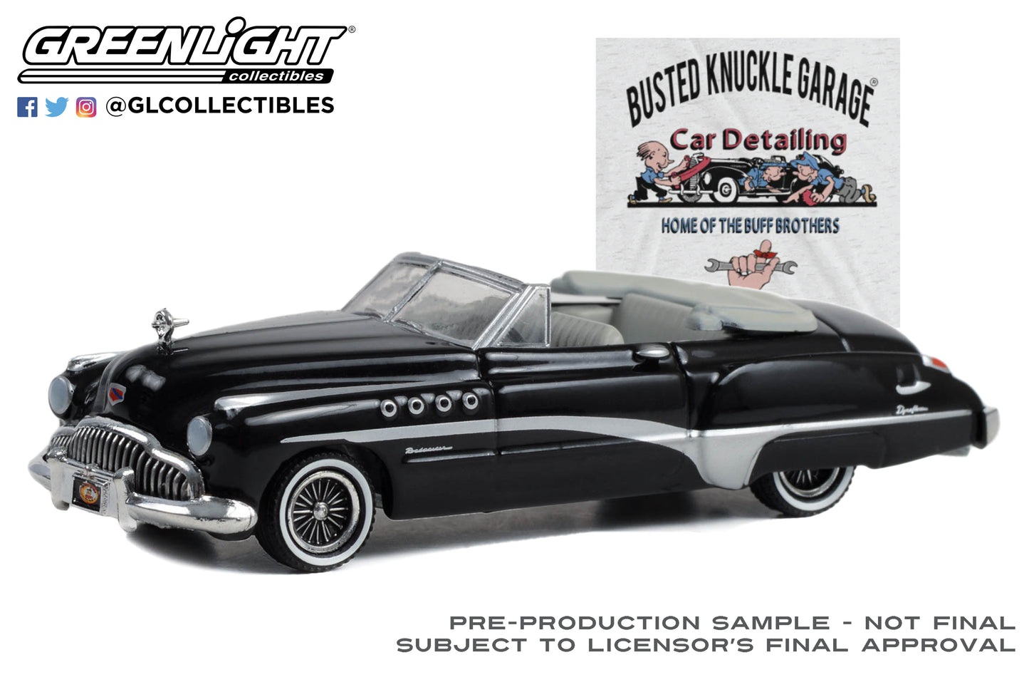 GreenLight 1:64 Busted Knuckle Garage Series 2 - 1949 Buick Roadmaster Rivera Convertible “Busted Knuckle Garage Car Detailing” 39120-A