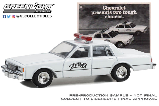 GreenLight 1:64 Vintage Ad Cars Series 9 - 1980 Chevrolet Impala 9C1 Police “Chevrolet Presents Two Tough Choices” 39130-E