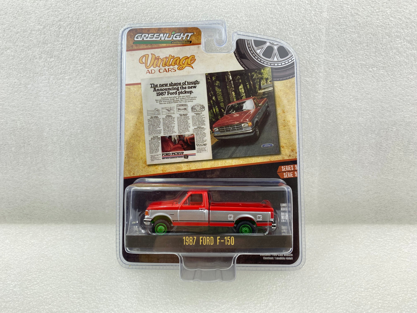 GreenLight Green Machine 1:64 Vintage Ad Cars Series 9 - 1987 Ford F-150 “The New Shape Of Tough” 39130-F