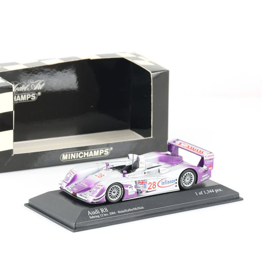 Minichamps 1:43 Audi R8 Biela/Kaffer/Mcnish Winner Audi Sport Uk Team Veloqx #28 12H Sebring 2004 400041328